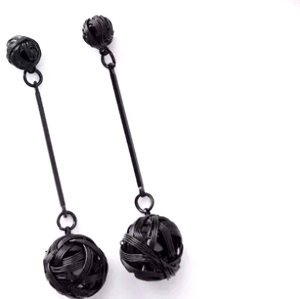 *2 for $15* Black Metal Ball Drop Earrings